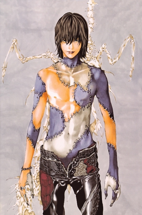 artbook, black hair, black lips, black nails, blanc et noir, blue skin