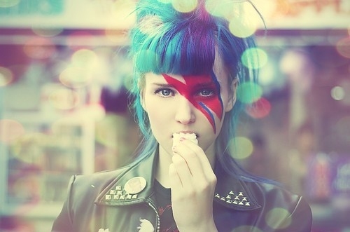 beautiful, blue hair and bowie