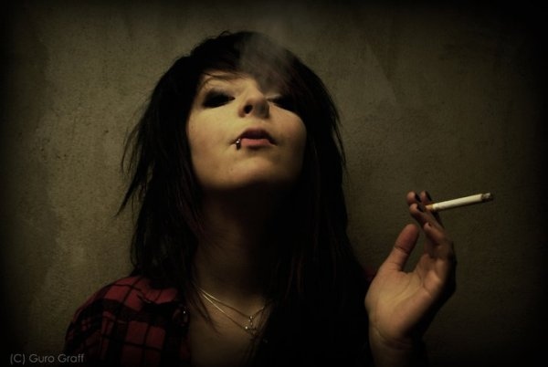 black, black hair and cigarette