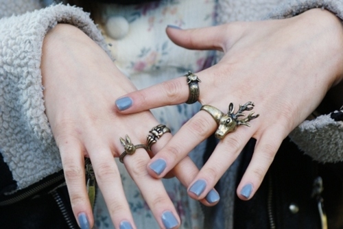blue nails, cute and haha