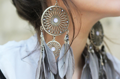 cute,  earring and  feather