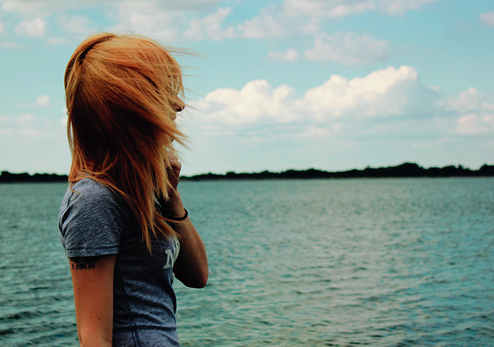girl, hair and ocean