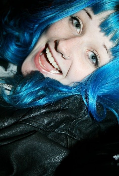 achei linda, blue eyes and blue hair