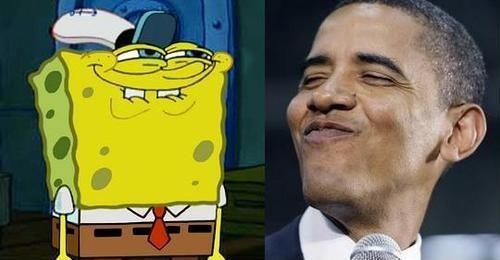 barack obama, funny, lol, spongebob