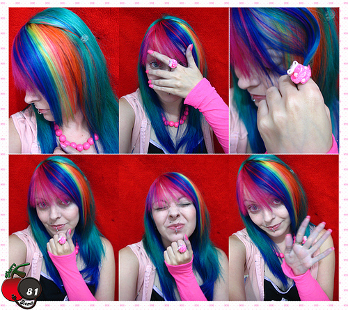 awesome, awesome hair, colorful, emo, eww