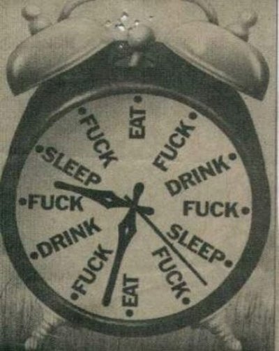 clock, drink and eat