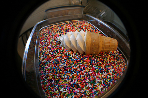 colours, fish eye and ice cream