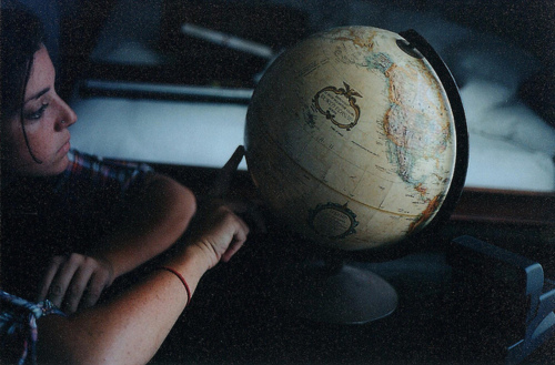 colors, girl and globe