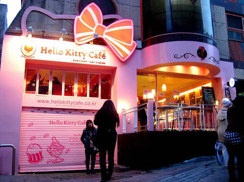 blue, cafe and hello kitty