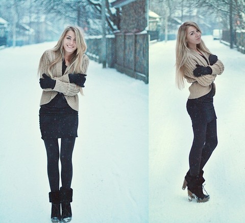 black and white, blond and boots