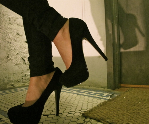 black, foot and heels