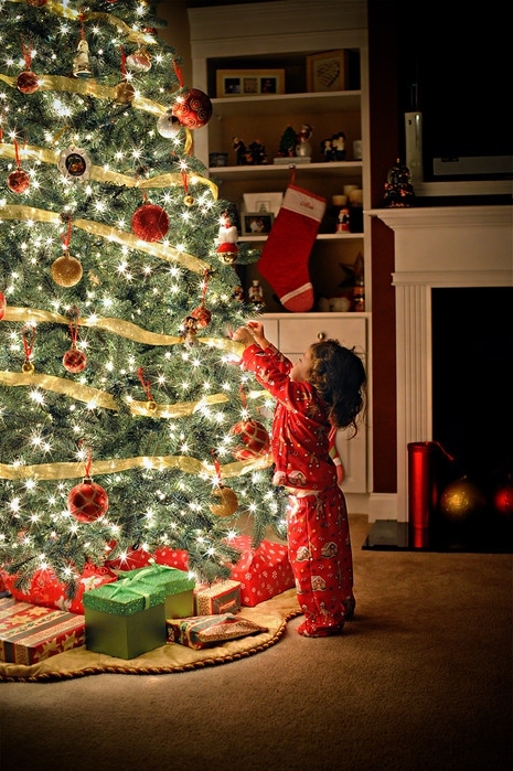child, christmas and christmas tree