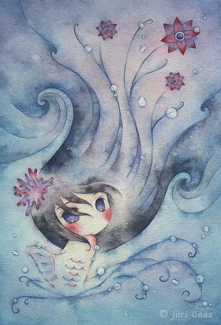 illustration-juri-ueda-mermaid-water-col