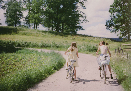 bike, girls and nature