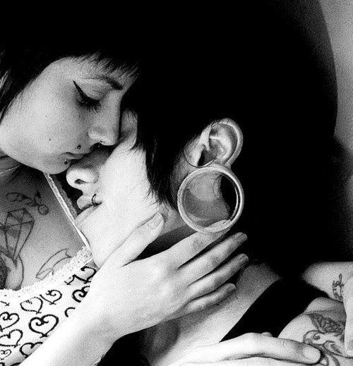 couple, love and piercings