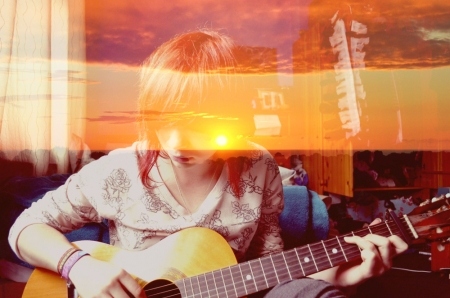 girl,  guitar and  indie