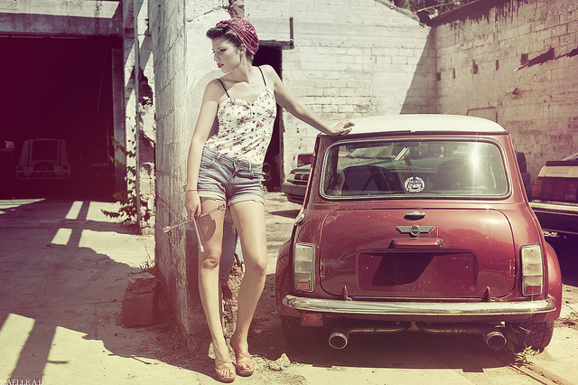 bandana, car and girl