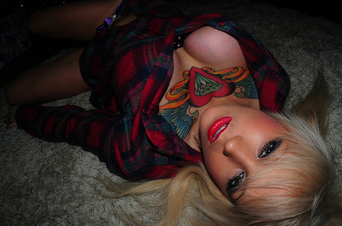 blonde,  girl and  piercing