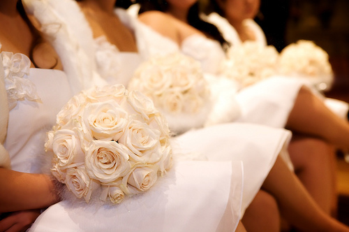 bouquet, bride and bridesmaid