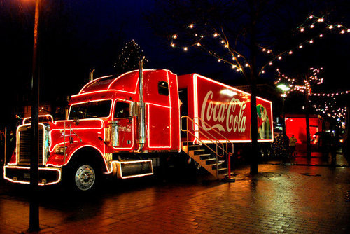 christmas, christmas lights and coca-cola