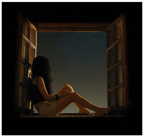 girl, night and stars