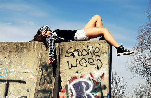 alone, girl and smoke