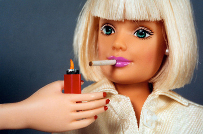 barbie,  blond hair and  cigarette