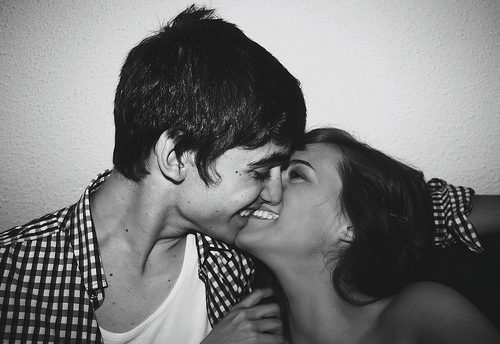 black and white,  couple and  photo