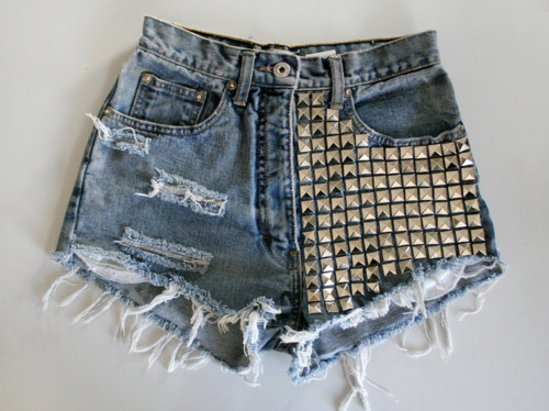 denim, fashion, shorts, studs