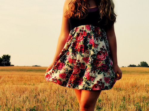 dress, field and floral