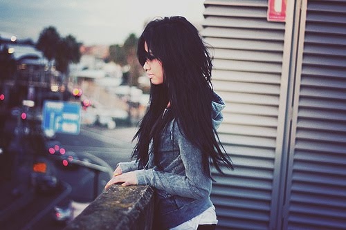 alone, black hair and girl