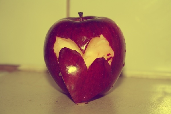 apple, heart and love