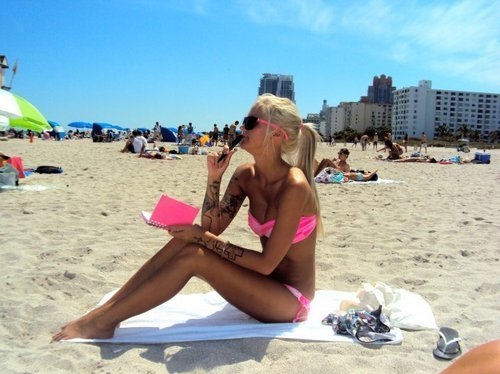 beach, bikini and blonde
