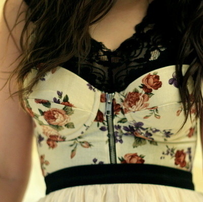 bodice, floral and lace