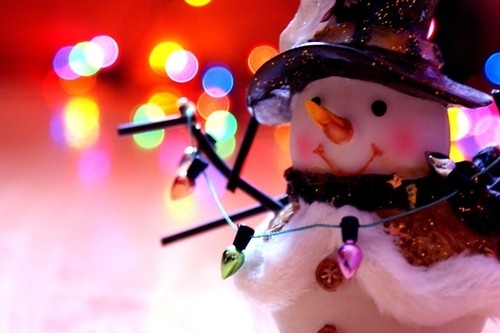 christmas, lights and snowman