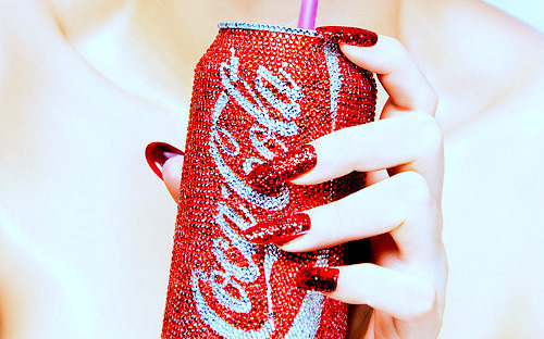 coca cola,  glitter and  nails
