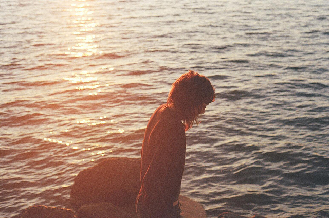 film, girl and lake