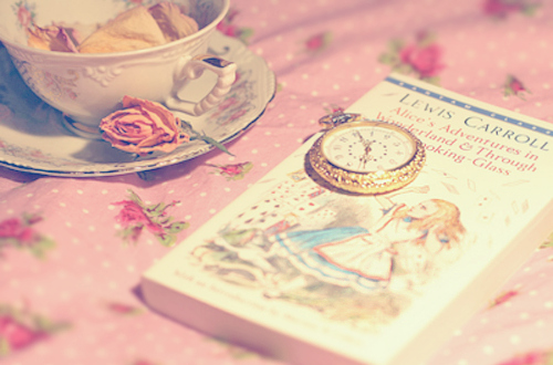 alice in wonderland, book and clock