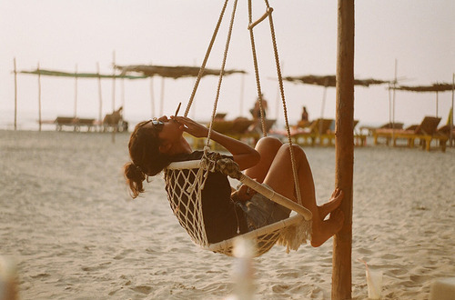 beach, girl and hammock