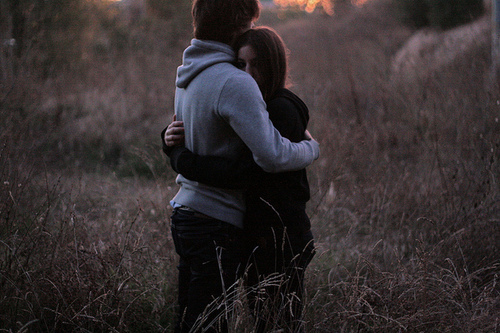 couple, hoodie and nature