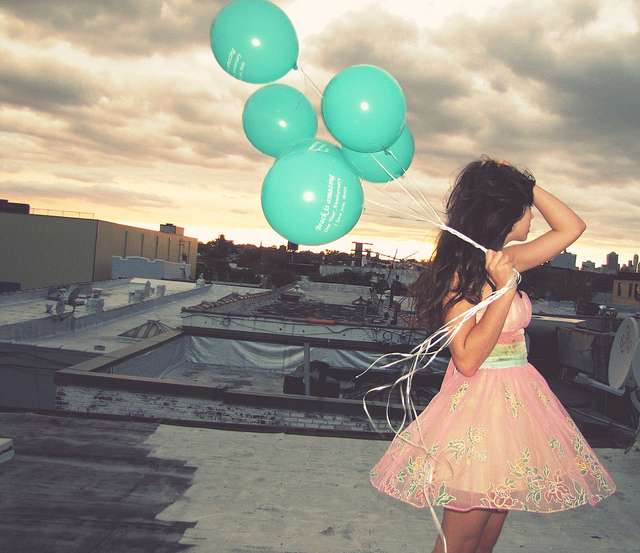 balloons, clouds and dress