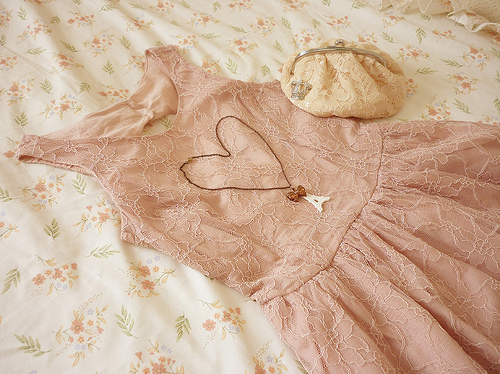 bed, blanket and dress