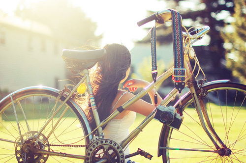 bicycle, girl and guitar