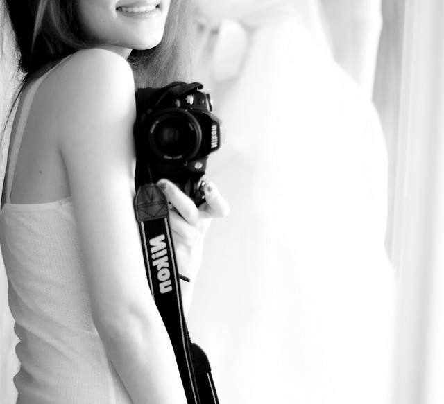 black and white, camera and cute