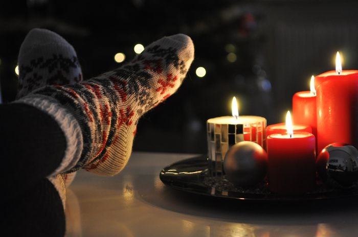 candle, christmas and christmas socks