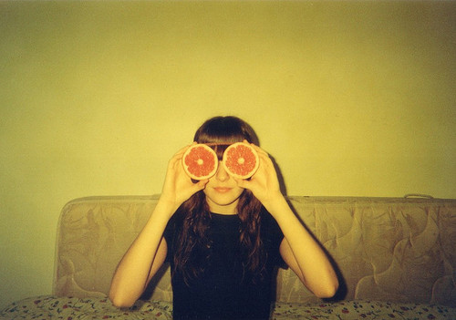 fruit, girl and orange