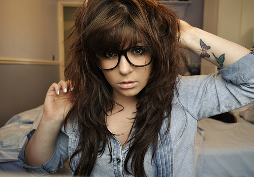 girl, glasses and hair