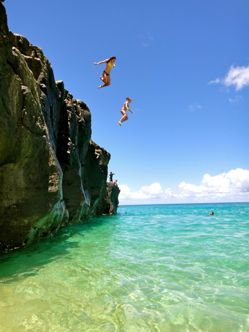 beach, cliff and diving