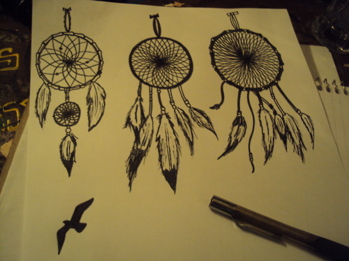 bird, drawing and dream catcher