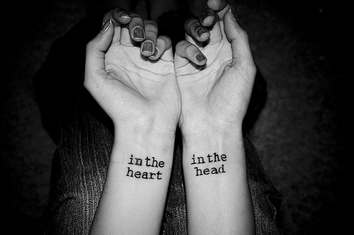 black and white, heart and typography